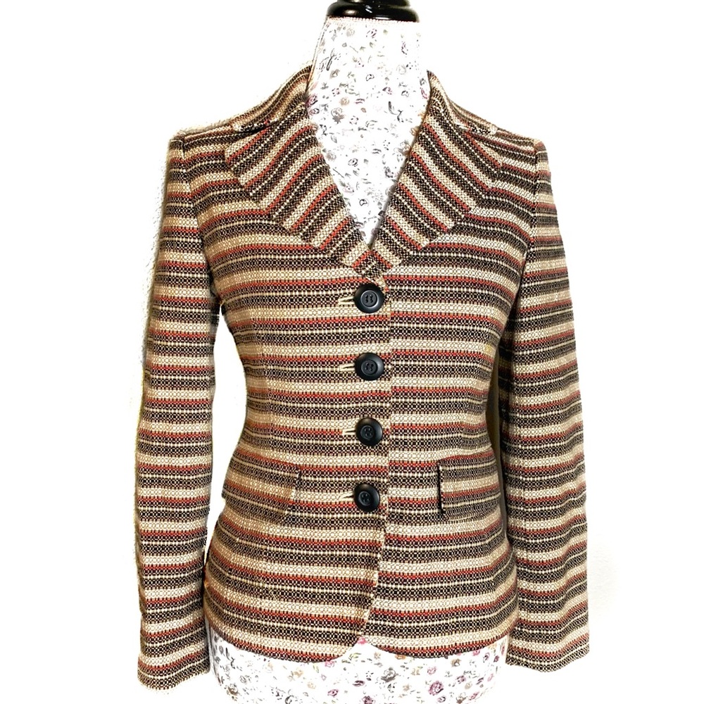 Loft Tweed Striped 4 button multicolor blazer 2P